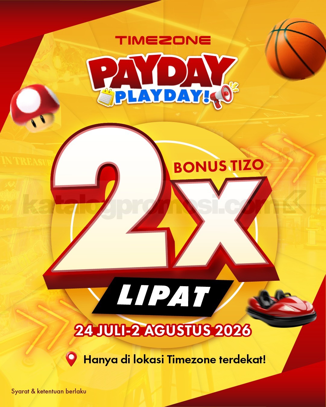 Promo Timezone Payday Playday Bonus Tizo 2x Lipat Promo Timezone Payday Playday Bonus Tizo 2x Lipat untuk pembelian paket Tizo di kasir selama periode promo.