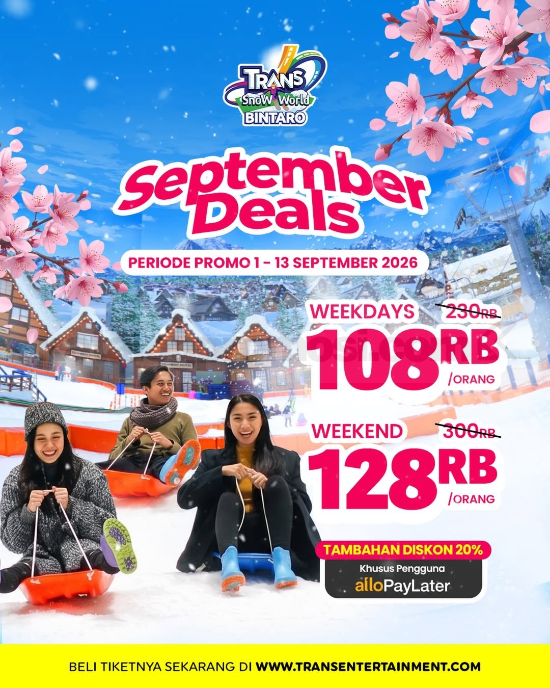 Promo Trans Snow World Bintaro September Deals Rp108.000 Promo Trans Snow World Bintaro September Deals tiket mulai Rp108.000 periode 1โ13 September 2026