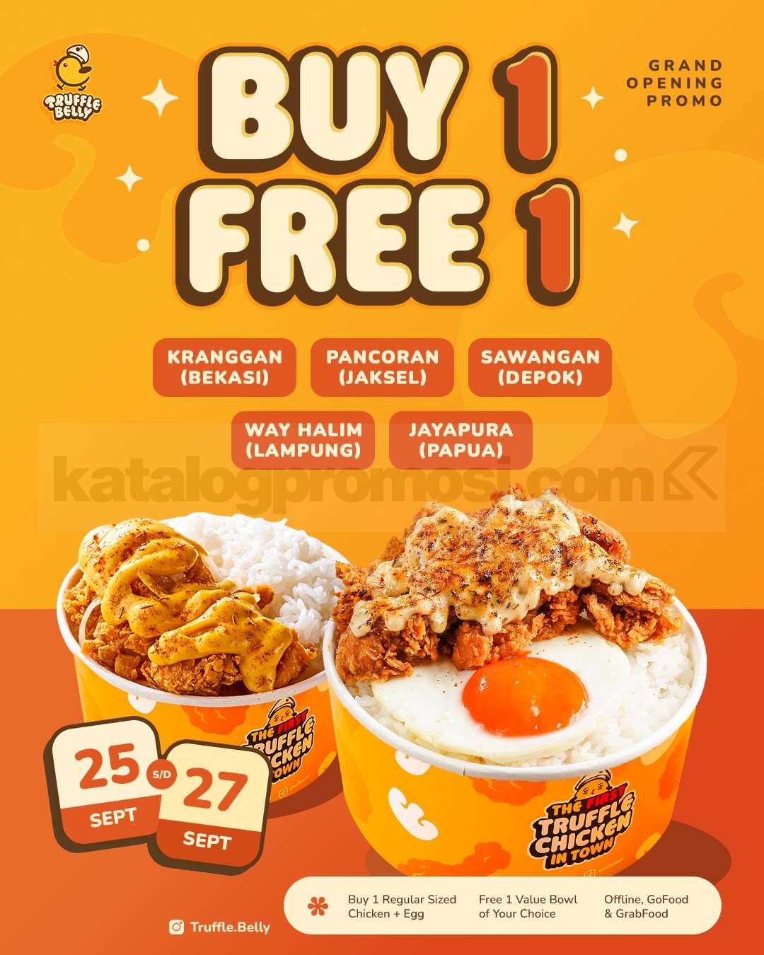 Promo Truffle Belly Grand Opening Buy 1 Free 1 Promo Truffle Belly Grand Opening Buy 1 Free 1 dengan gratis 1 Value Bowl pilihan