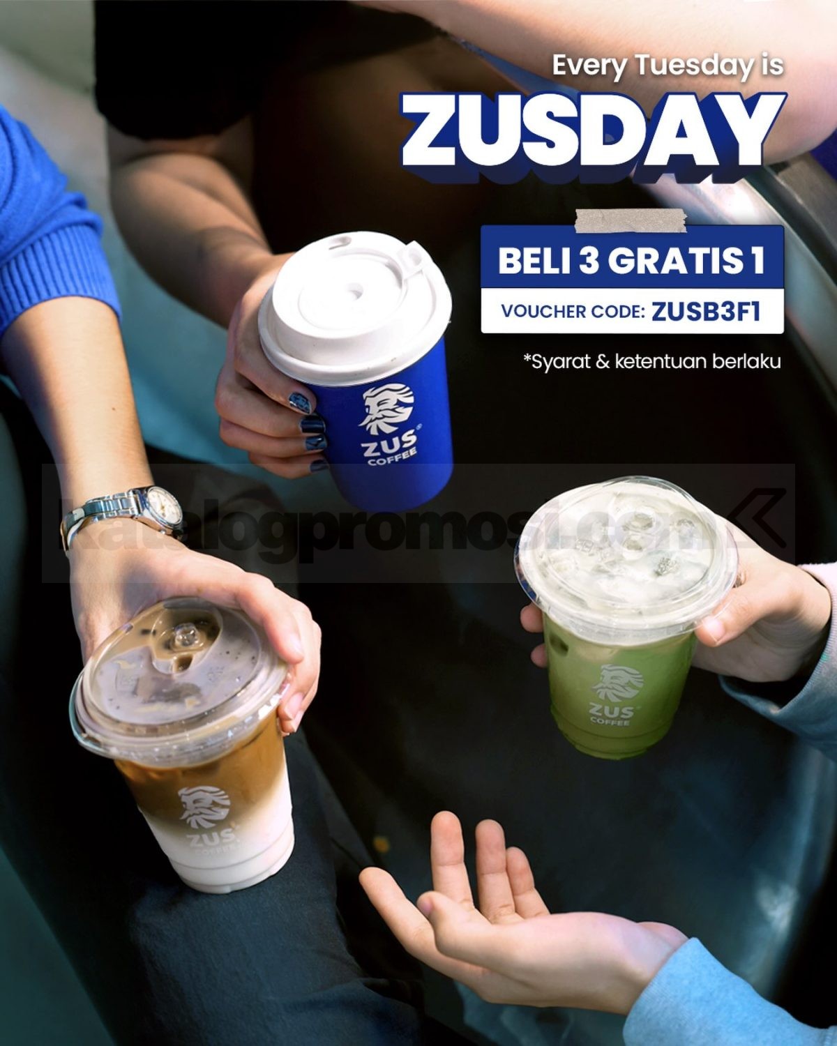 Promo ZUS Coffee ZUSday Beli 3 Gratis 1 Promo ZUS Coffee ZUSday Beli 3 Gratis 1 minuman handcrafted dengan kode ZUSB3F1.
