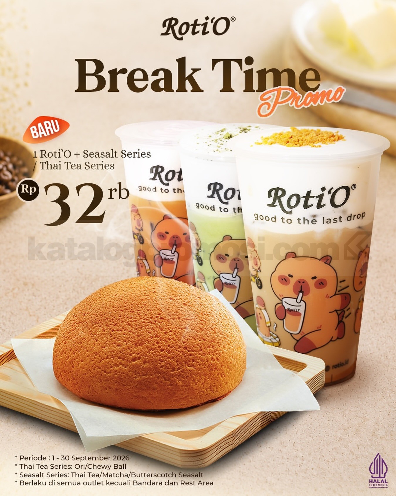 Promo Roti’O Break Time Mulai Rp32.000 Promo Roti’O Break Time mulai Rp32.000 dengan pilihan Thai Tea dan Seasalt Series