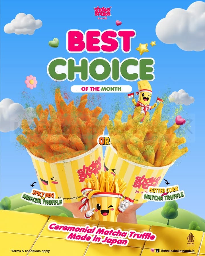 Promo Shake Shake In A Tub Huge Fries Matcha Truffle Cuma Rp. 40.000 Promo Shake Shake In A Tub Huge Fries Matcha Truffle Cuma Rp. 40.000 dengan dua pilihan rasa spesial