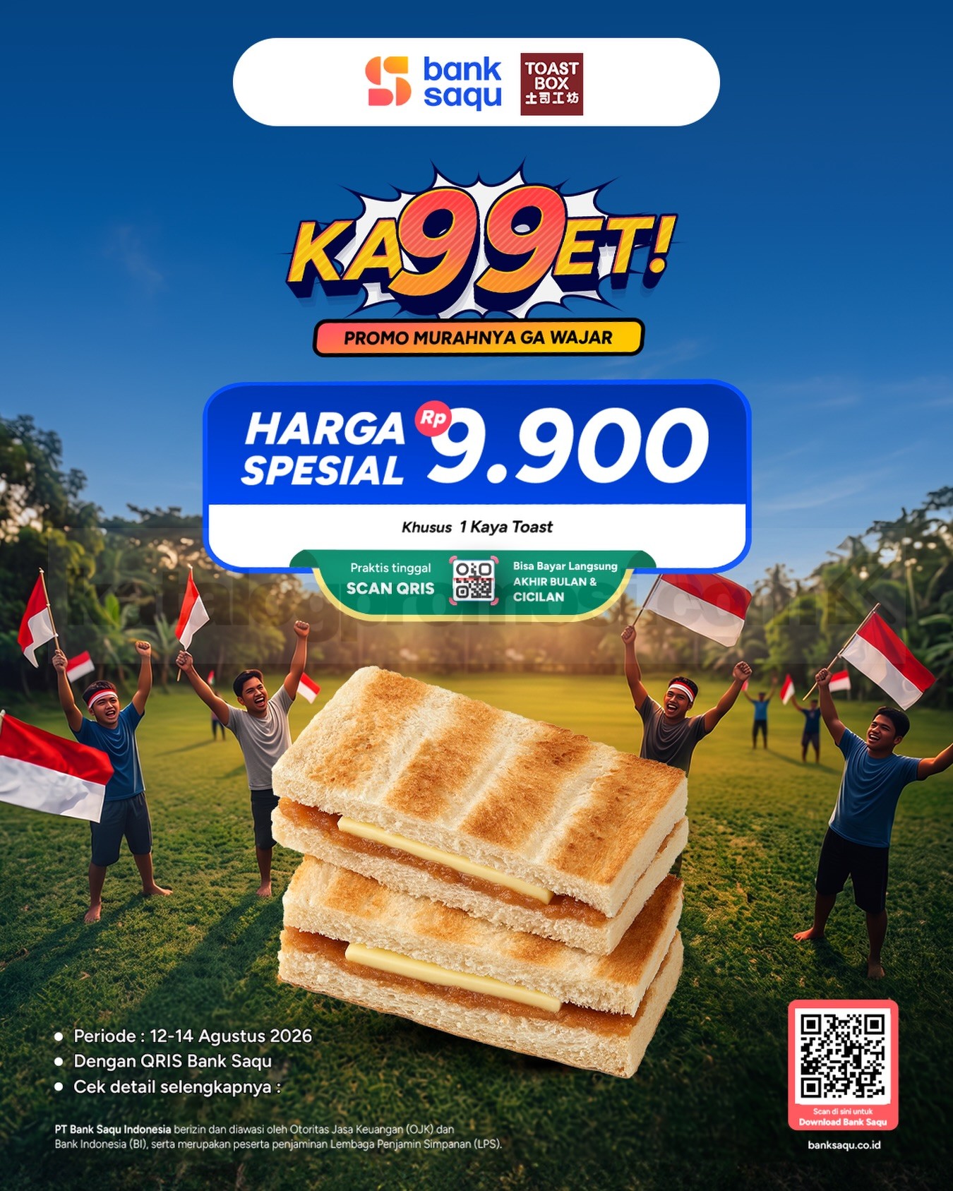Promo Toast Box Kaya Toast Rp. 9.900 via Bank Saqu Promo Toast Box Kaya Toast Rp. 9.900 via Bank Saqu pada 12-14 Agustus 2026 dengan QRIS