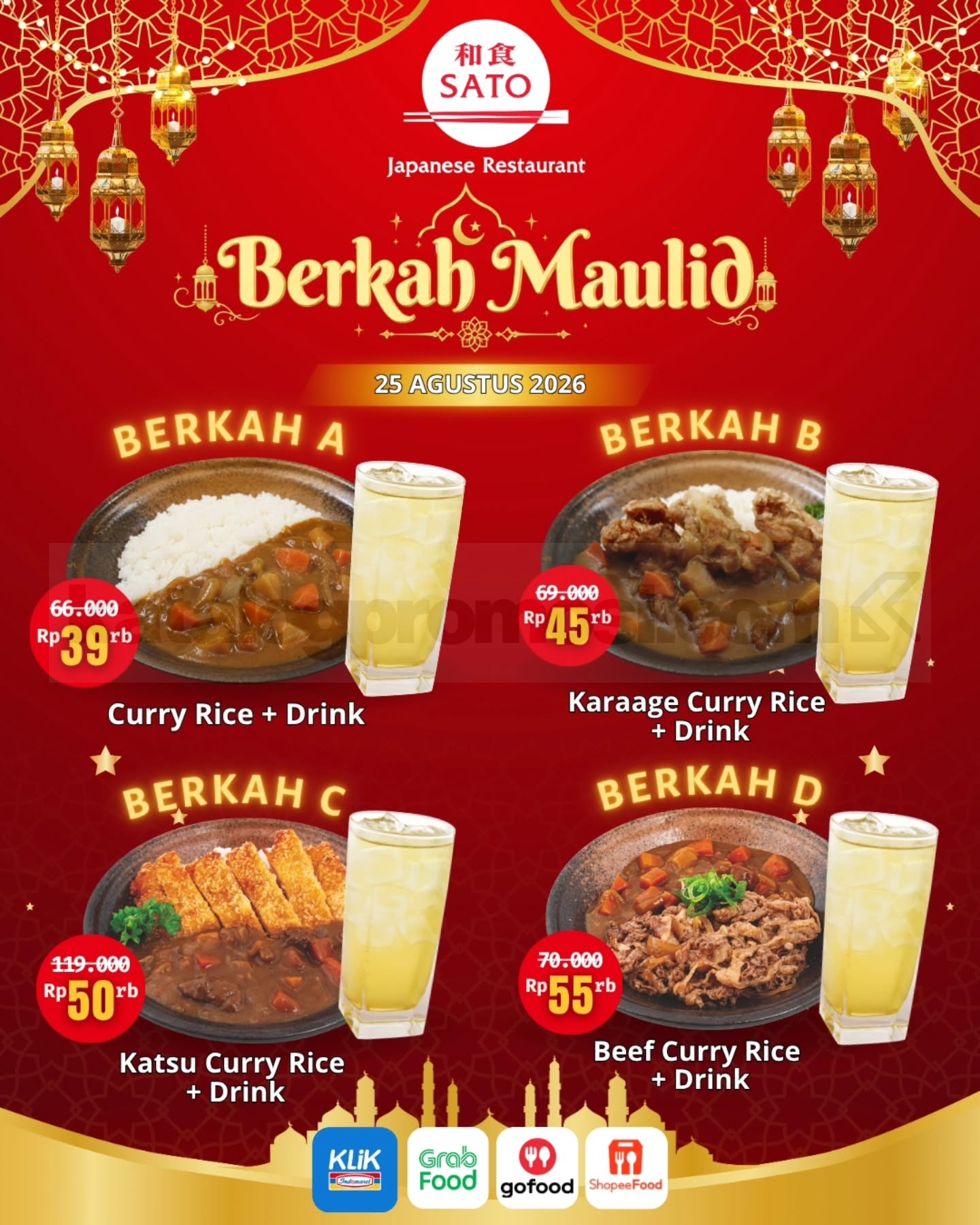 Promo Washoku SATO Paket Berkah Maulid Mulai Rp. 39 Ribu Promo Washoku SATO Paket Berkah Maulid mulai Rp. 39 ribu pada 25 Agustus 2026