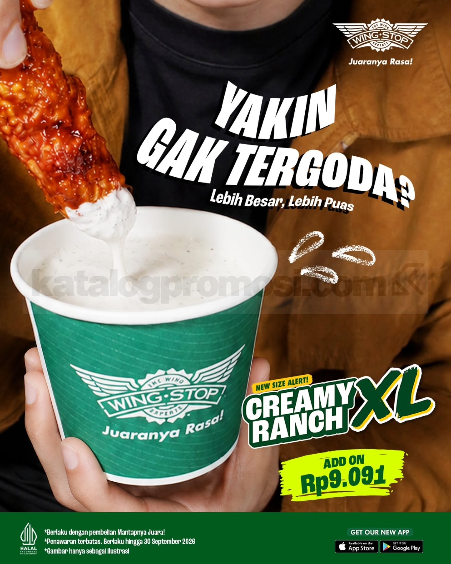 Promo Wingstop Creamy Ranch XL Tambah Rp9.091 Promo Wingstop Creamy Ranch XL tambah Rp9.091 dengan paket Mantapnya Juara hingga 30 September 2026