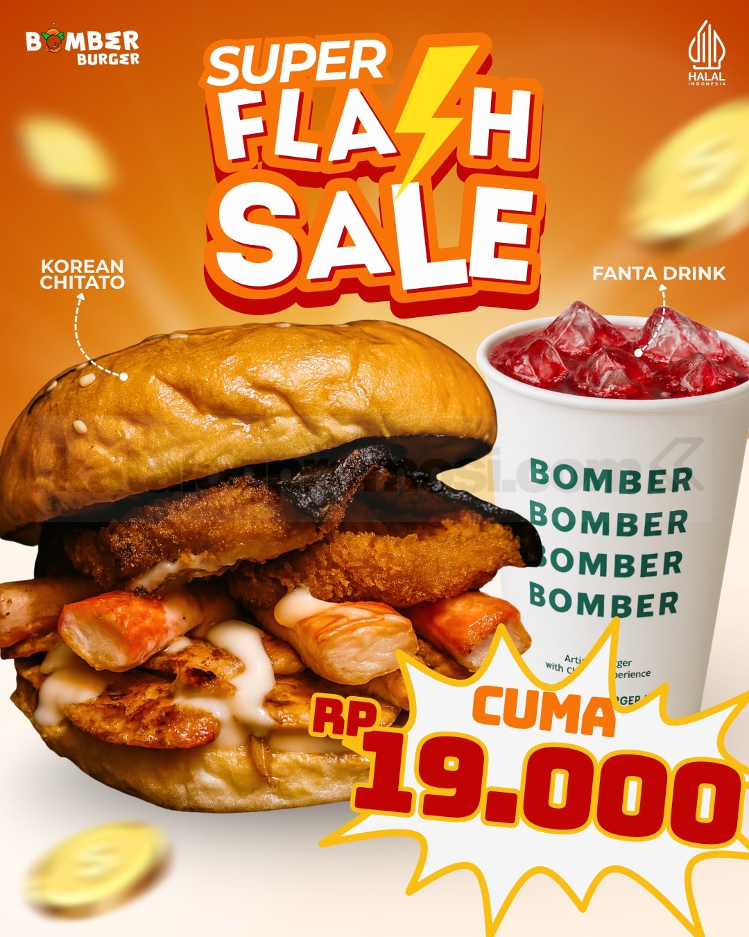 Promo Bomber Burger Flash Sale Korean Chitato + Fanta Cuma Rp. 19.000 Promo Bomber Burger Flash Sale Korean Chitato + Fanta Cuma Rp. 19.000 selama Agustus