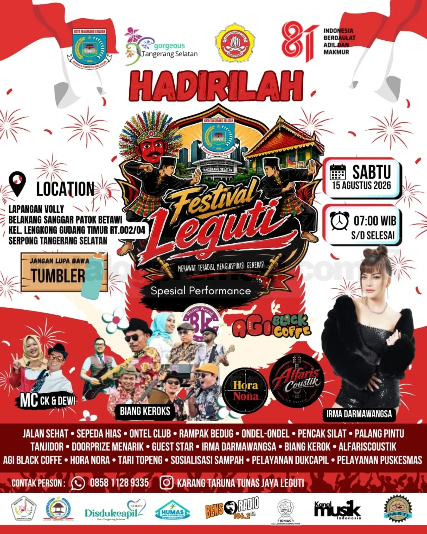 Festival Leguti 2026 Serpong, Catat Jadwal dan Acaranya Festival Leguti 2026 di Serpong Tangerang Selatan pada 15 Agustus 2026 mulai pukul 07.00 WIB.