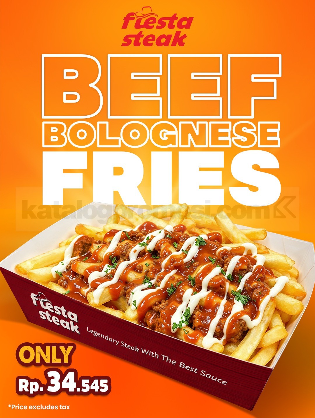 Promo Fiesta Steak NEW! Beef Bolognese Fries Mulai Rp34.545 Promo Fiesta Steak Beef Bolognese Fries menu baru mulai Rp34.545.