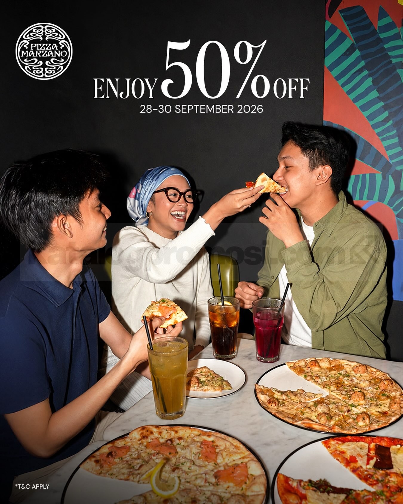 Promo Pizza Marzano Diskon 50% Total Bill