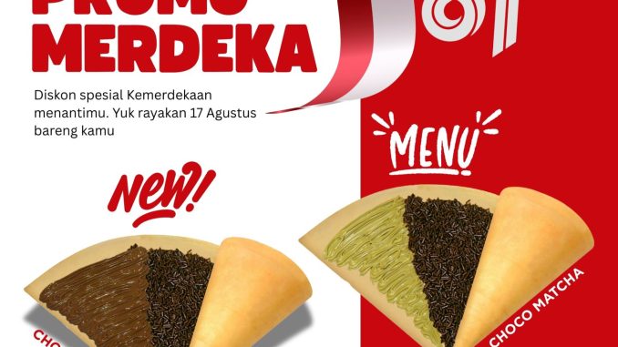 Promo O'Crepes Merdeka Choco Hazelnut dan Choco Matcha Rp. 17.000 minimal beli 2 di Plaza Blok M