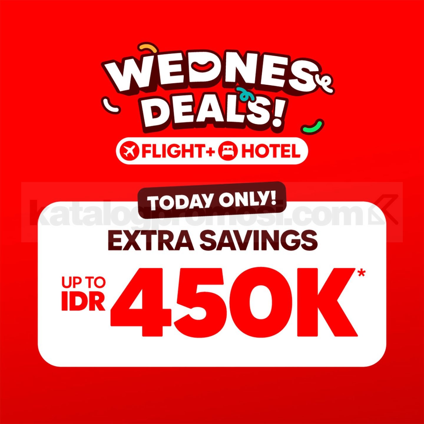 Promo AirAsia Wednesdeals Flight + Hotel Diskon Rp. 450.000 Promo AirAsia Wednesdeals Flight + Hotel diskon hingga Rp. 450.000 khusus 2 September 2026.