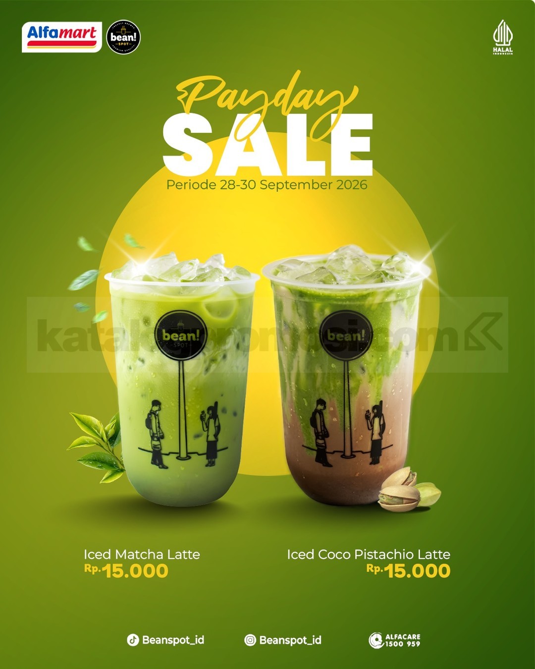 Promo Bean Spot Alfamart Payday Sale Minuman Rp15.000 Promo Bean Spot Alfamart Payday Sale minuman Rp15.000 untuk Iced Matcha Latte dan Iced Coco Pistachio Latte