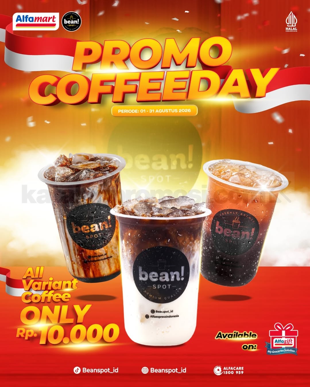 Promo Bean Spot Coffee Day Semua Varian Kopi Rp. 10.000 Promo Bean Spot Coffee Day Semua Varian Kopi Rp. 10.000 setiap Senin, Rabu, dan Jumat