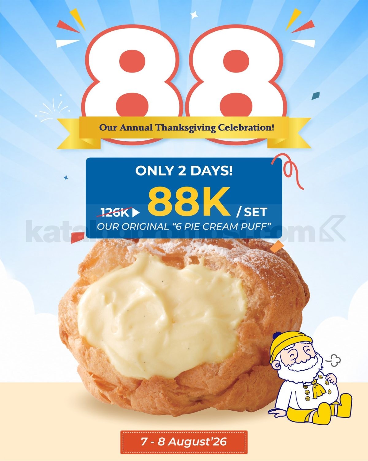 Promo Beard Papa’s 8.8 Papa’s Day Cream Puff Rp14 Ribuan Promo Beard Papa’s 8.8 Papa’s Day Cream Puff Rp14 Ribuan dengan 6 Original Cream Puffs seharga Rp88.000.