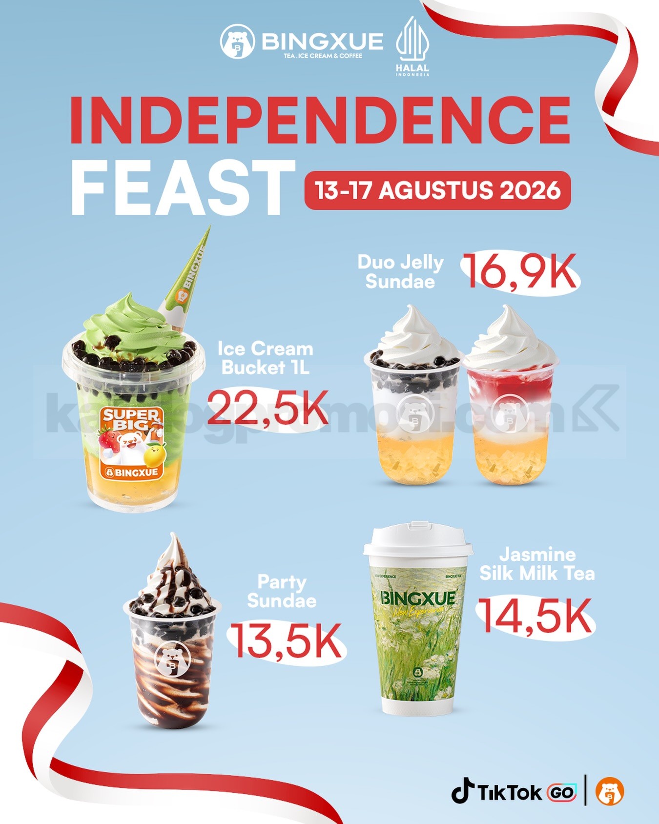 Promo Bingxue Independence Feast Mulai Rp. 13.500 Promo Bingxue Independence Feast mulai Rp. 13.500 dengan pilihan menu hemat