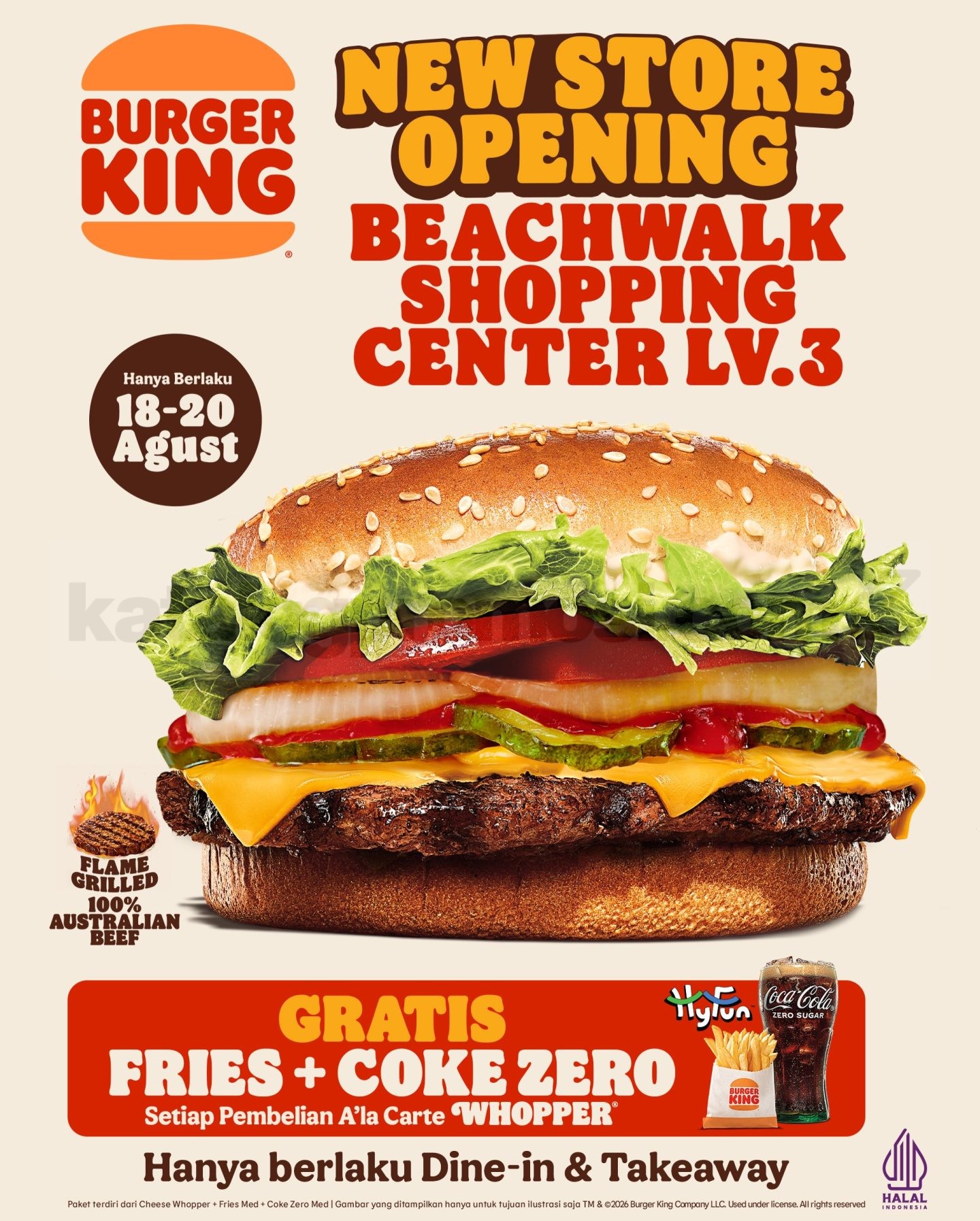 Promo Burger King Beachwalk Bali Gratis Fries dan Coke Zero