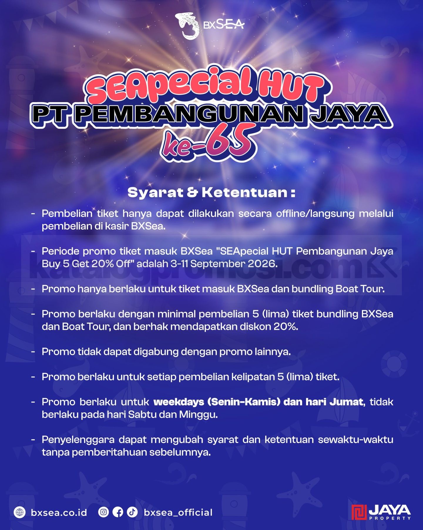 Promo BXSea HUT PT Pembangunan Jaya Bundling 5 Tiket Diskon 20% Promo BXSea HUT PT Pembangunan Jaya Bundling 5 Tiket Diskon 20% 1