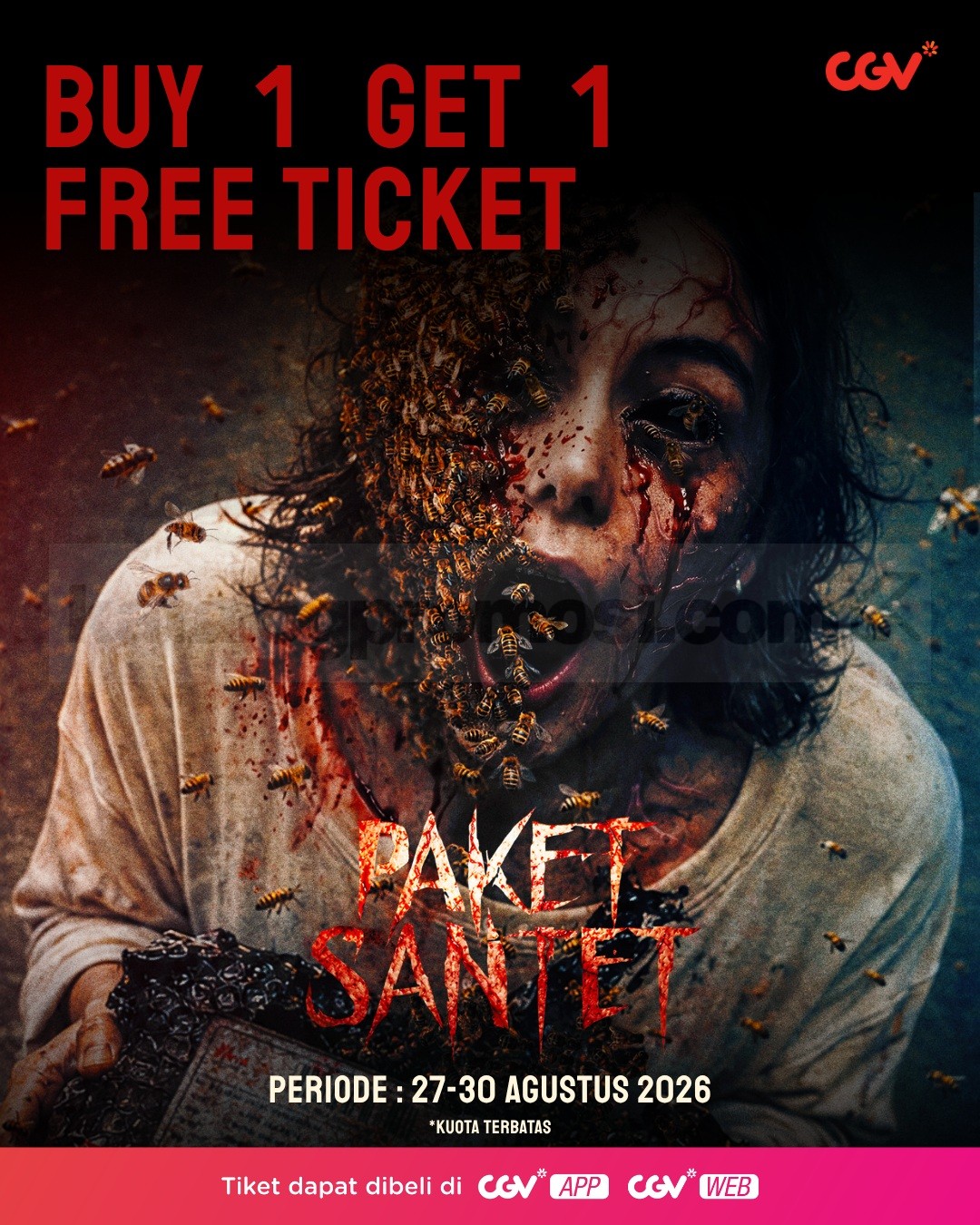 Promo CGV Beli 1 Gratis 1 Tiket Paket Santet Promo CGV Beli 1 Gratis 1 Tiket Paket Santet berlaku 27-30 Agustus 2026