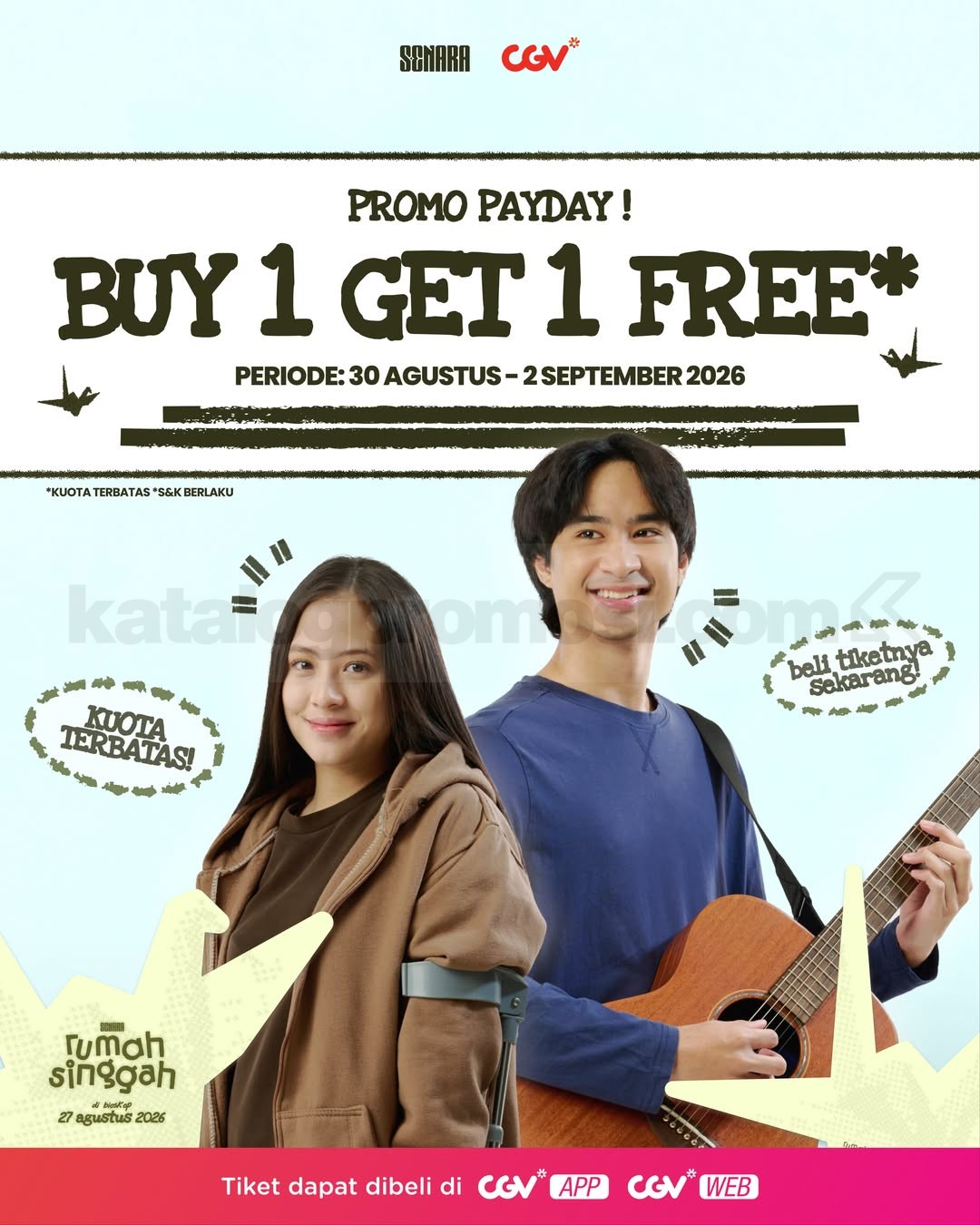Promo CGV Beli 1 Gratis 1 Tiket Rumah Singgah Promo CGV Beli 1 Gratis 1 Tiket Rumah Singgah dengan kuota terbatas
