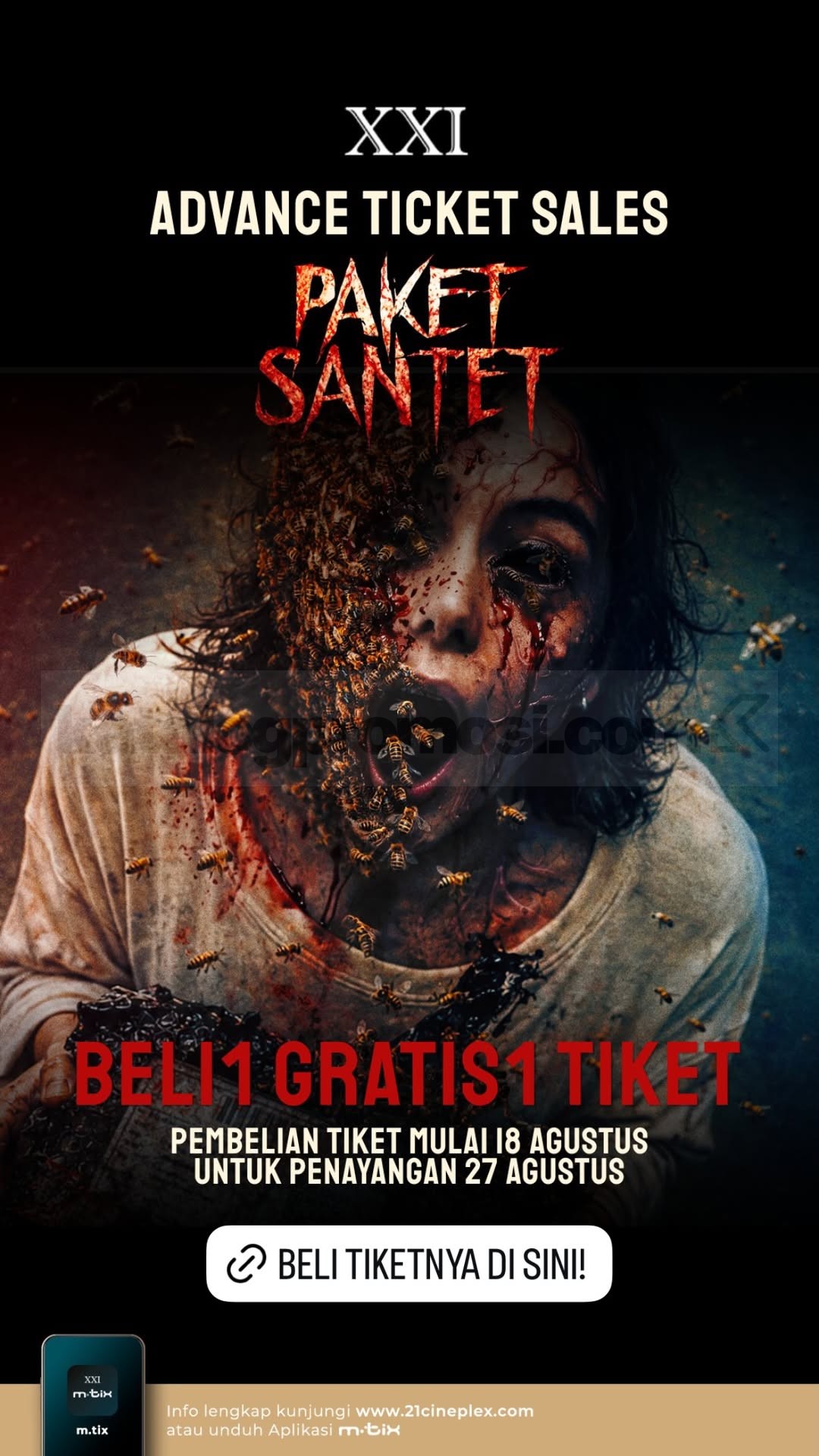 Promo Cinema XXI Beli 1 Gratis 1 Tiket Paket Santet