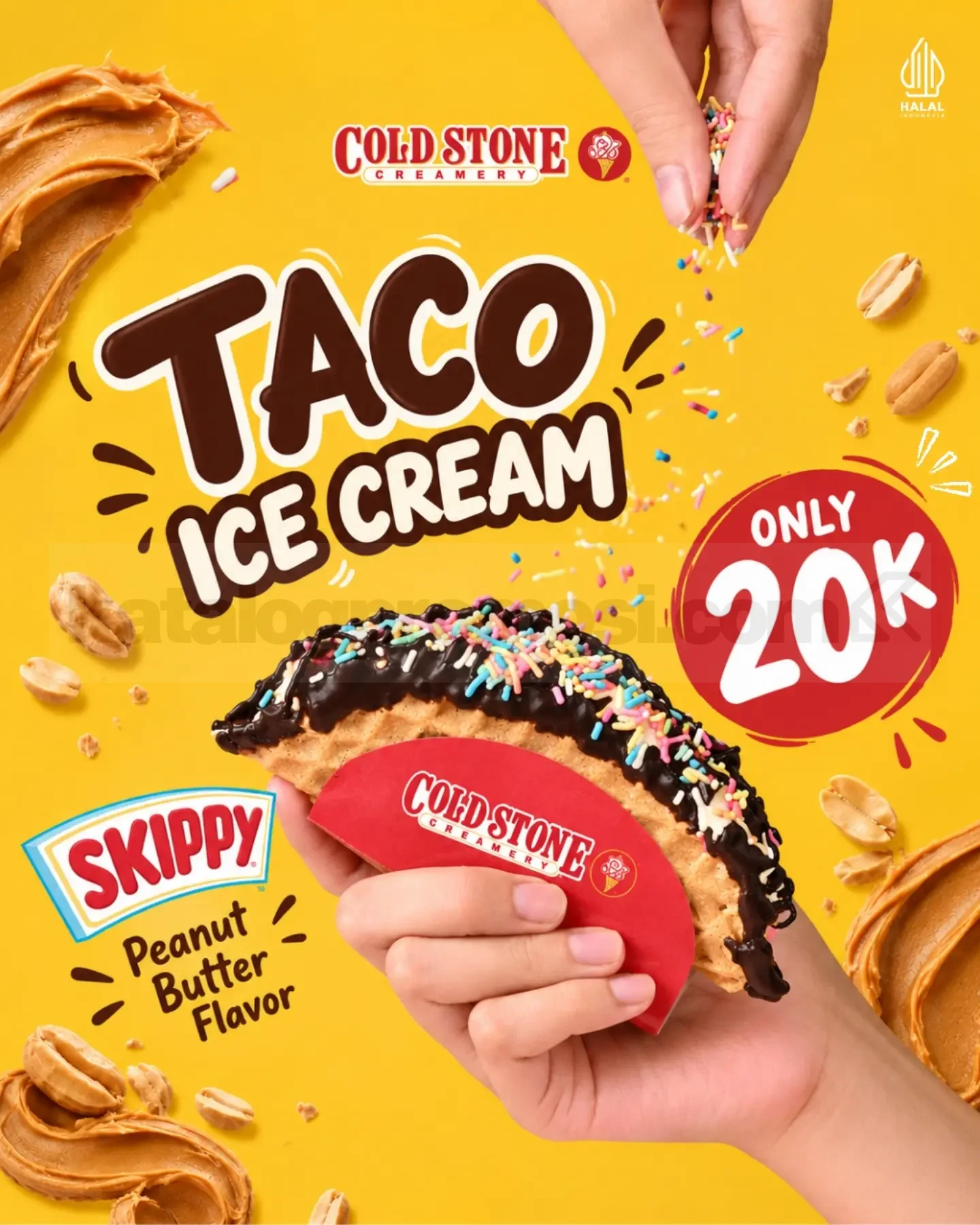 Promo Cold Stone Taco Ice Cream with SKIPPY Rp20.000 Promo Cold Stone Taco Ice Cream with SKIPPY Rp20.000 dengan taco ice cream crunchy dan creamy