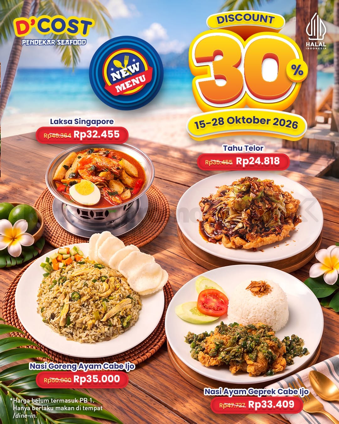 Promo D’Cost NEW! Menu Diskon 30% Promo D’Cost NEW! Menu Diskon 30% untuk Laksa Singapore, Tahu Telor, dan dua menu nasi pilihan