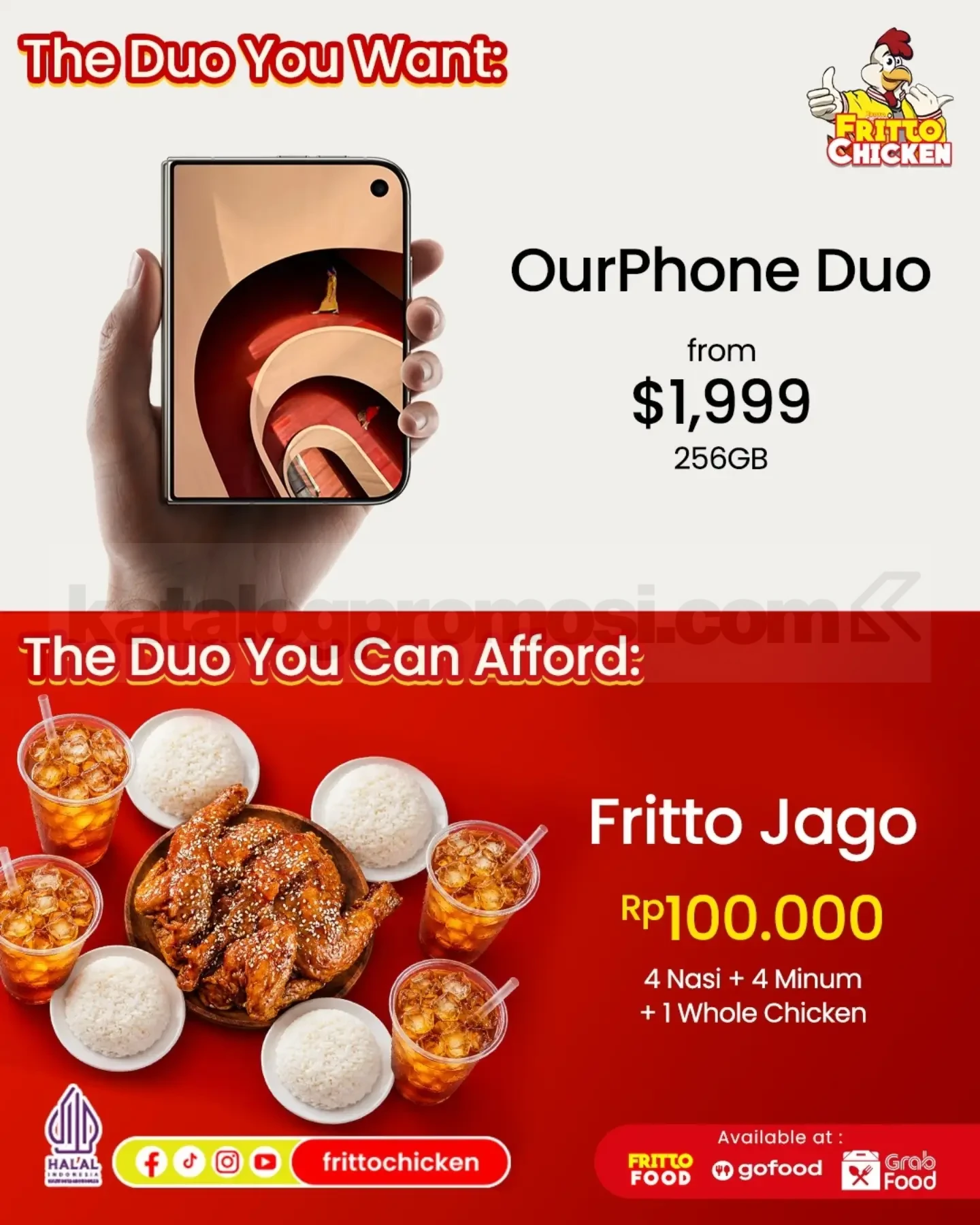 Promo Fritto Chicken Paket Fritto Jago Rp100.000 Promo Fritto Chicken Paket Fritto Jago Rp100.000 dengan Whole Chicken, 4 Nasi dan 4 Minum