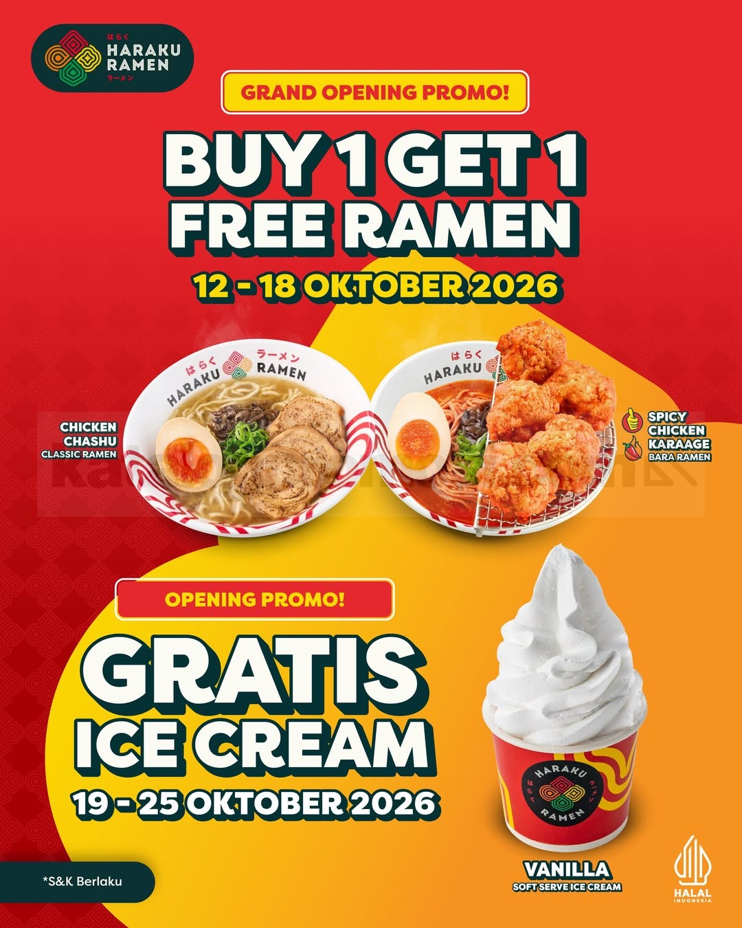 Promo Haraku Ramen Grand Opening Buy 1 Get 1 Free Ramen