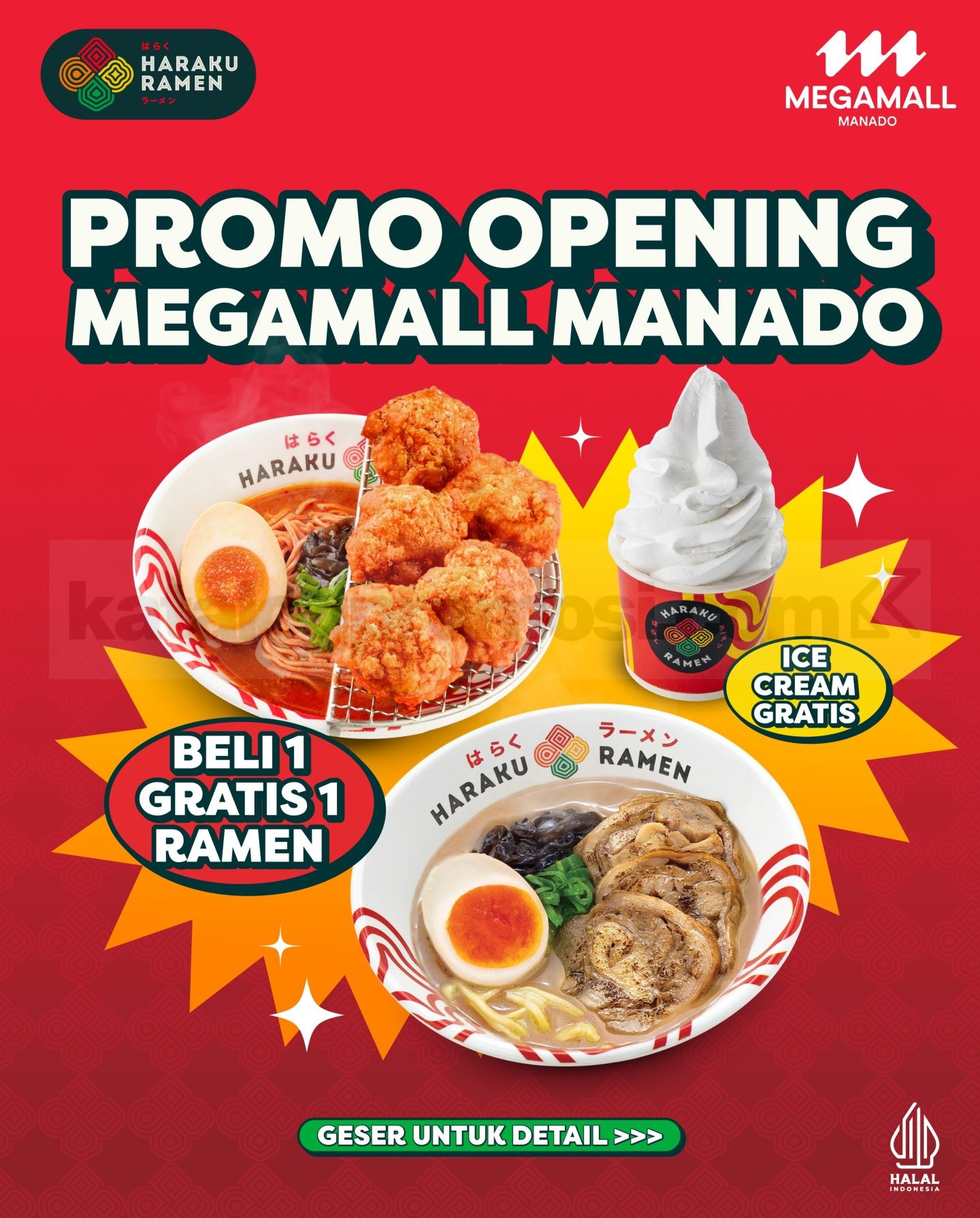 Promo Haraku Ramen Opening Beli 1 Gratis 1 Promo Haraku Ramen Opening Beli 1 Gratis 1 di Megamall Manado