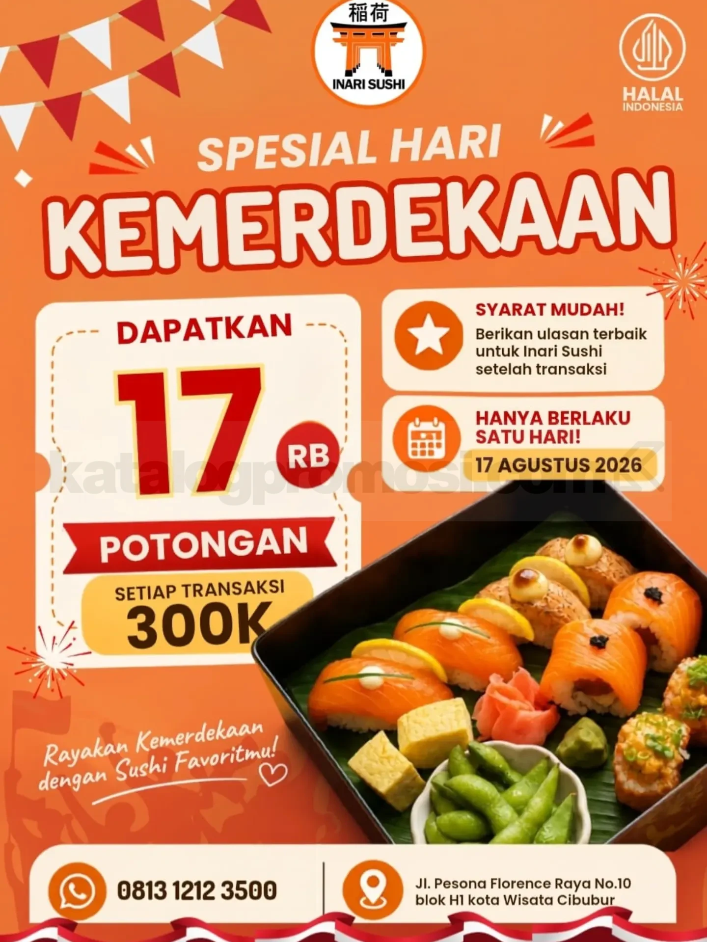 Promo Inari Sushi 17 Agustus Diskon Rp17.000