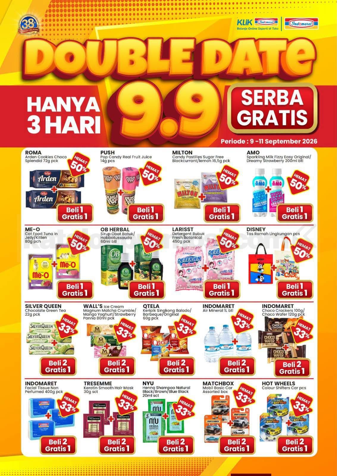 Promo Indomaret 9.9 Double Date Sale BELI 1 GRATIS 1 Promo Indomaret 9.9 Double Date Sale BELI 1 GRATIS 1