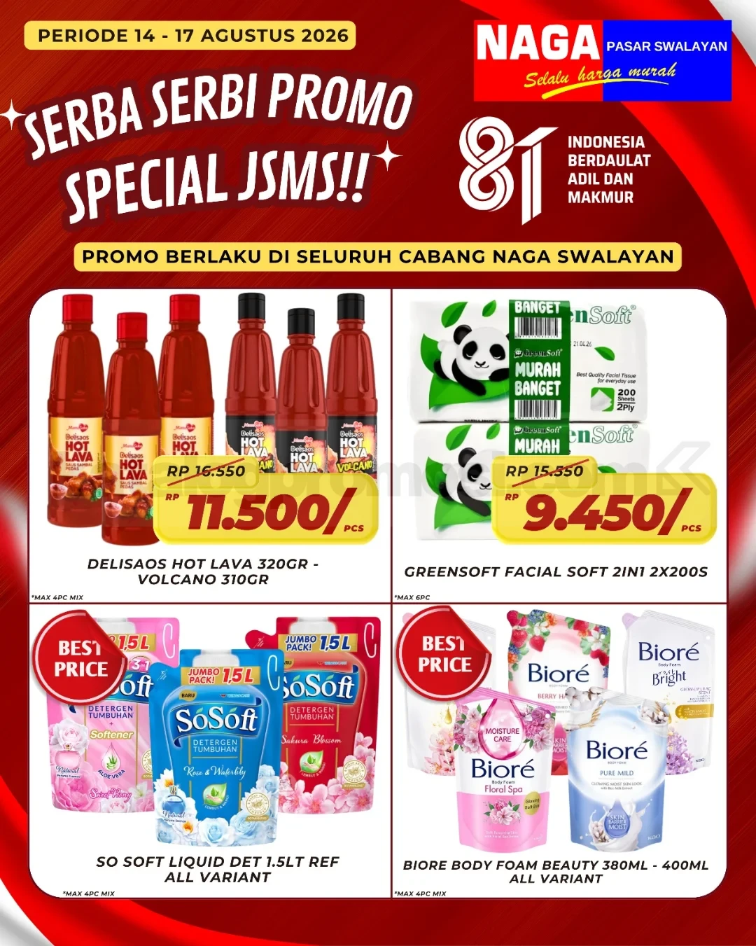 Promo JSM Naga Swalayan Weekend 14-17 Agustus 2026