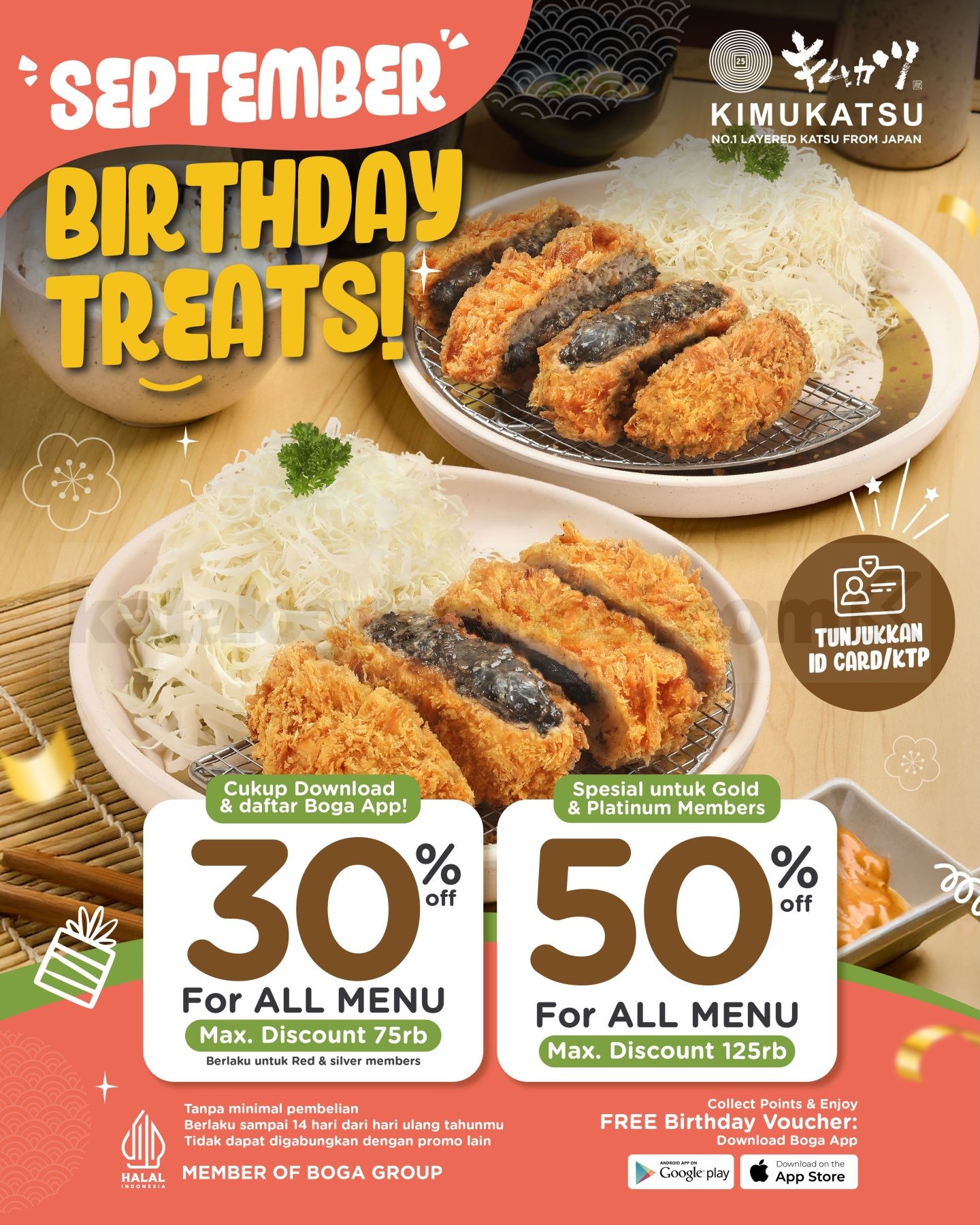 Promo Kimukatsu September Birthday Treats Diskon hingga 50% Promo Kimukatsu September Birthday Treats Diskon hingga 50% untuk member Boga App