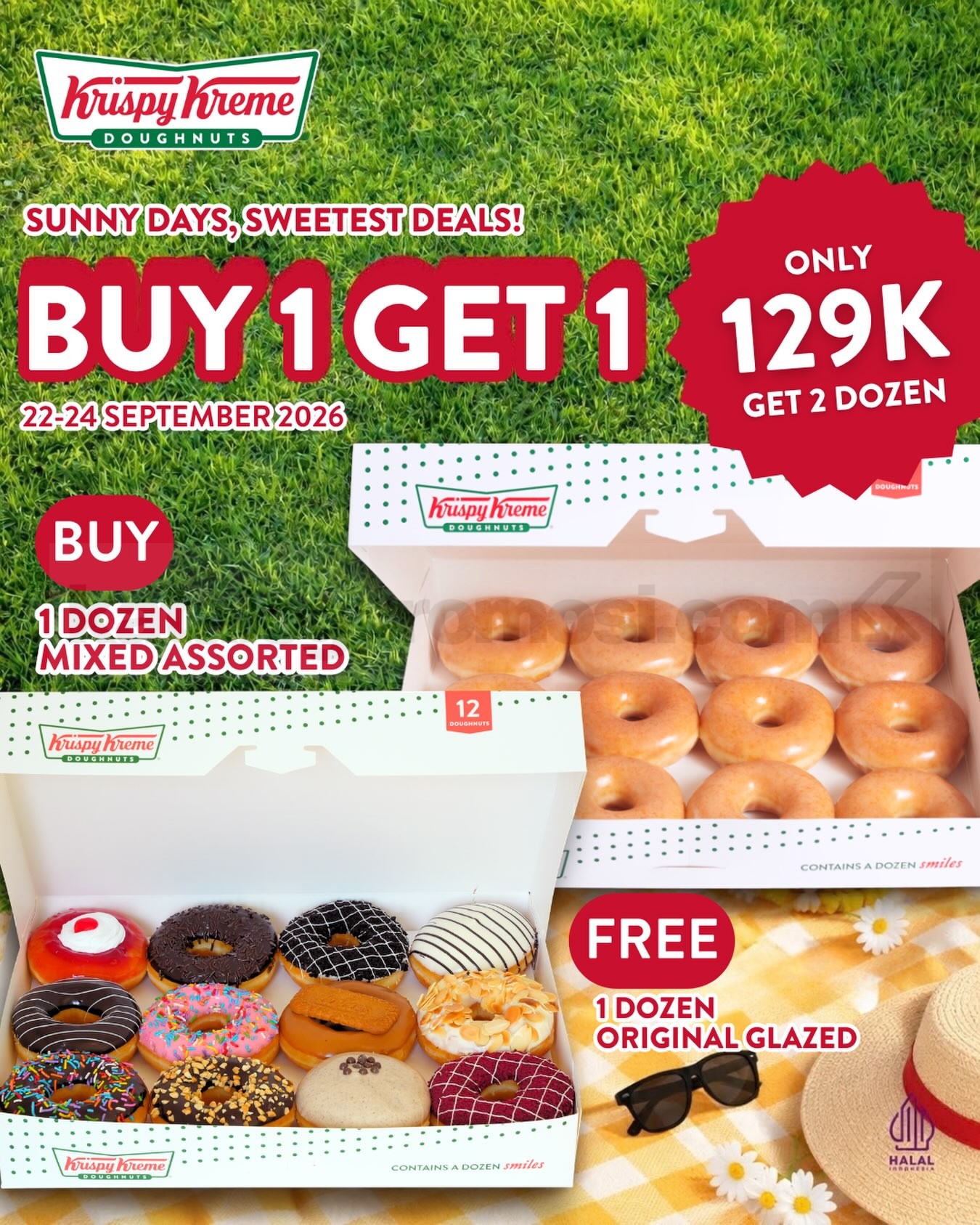Promo Krispy Kreme Beli 1 Gratis 1 Lusin Doughnuts
