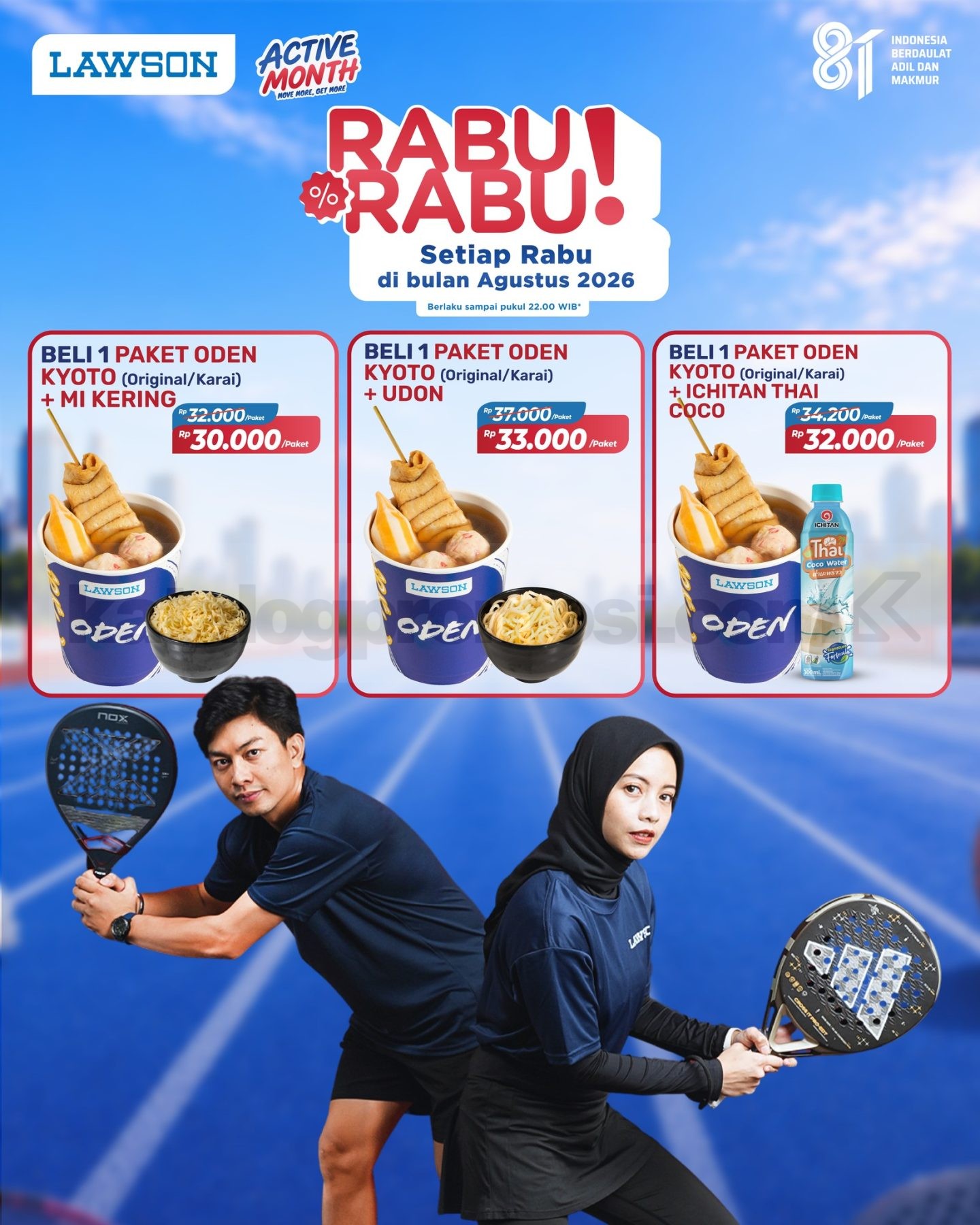 Promo Lawson Rabu Rabu Paket Oden Kyoto Mulai Rp 30.000 Promo Lawson Rabu Rabu Paket Oden Kyoto mulai Rp30.000 dengan pilihan mi kering, udon, dan Ichitan Thai Coco.