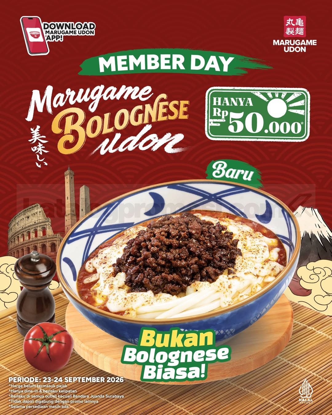 Promo Marugame Udon Member Day Bolognese Udon Rp 50.000