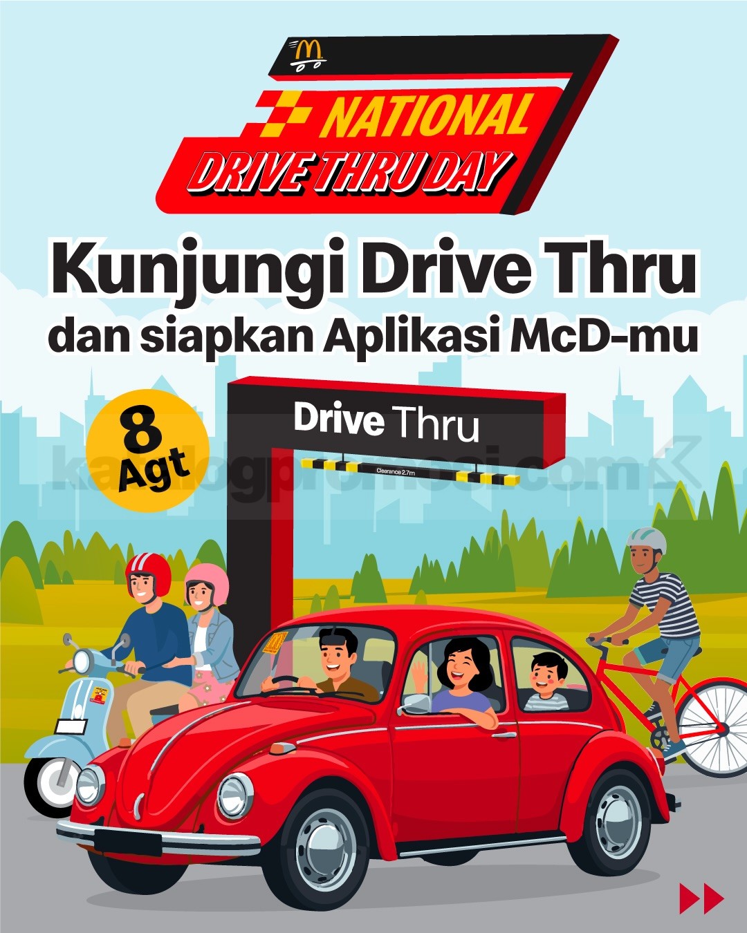 Promo McDonalds 8.8 National Drive Thru Day Promo McDonalds 8.8 National Drive Thru Day dengan Lucky Drive, Golden Pass, Golden QR, dan Golden Lane.
