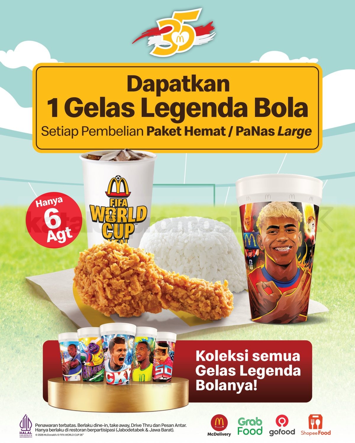 Promo McDonalds Gratis Gelas Legenda Bola Promo McDonalds Gratis Gelas Legenda Bola untuk pembelian Paket Hemat Large atau PaNas Large.