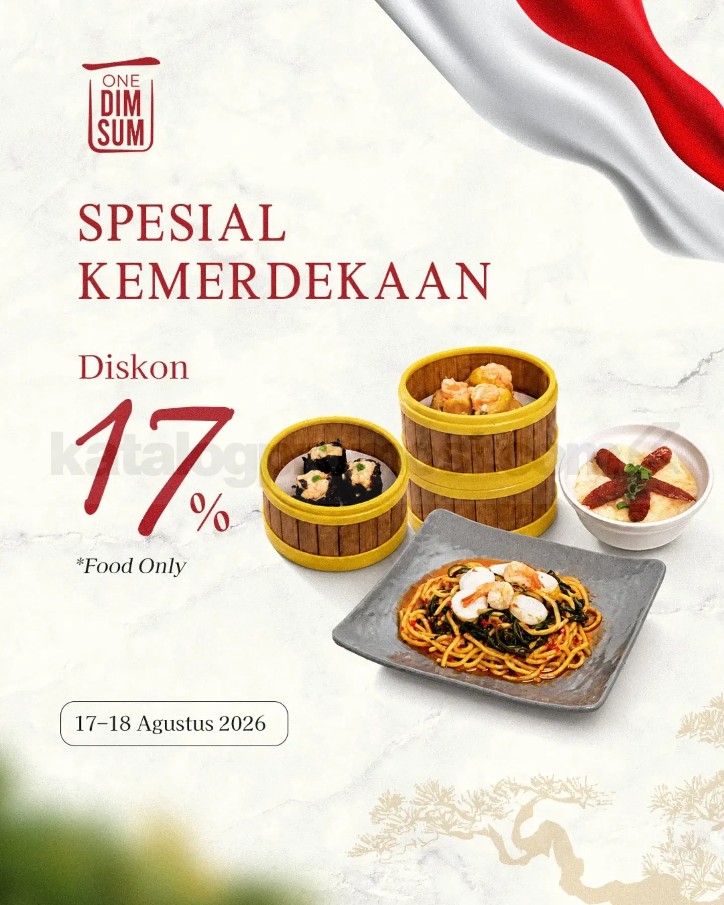 Promo One Dim Sum Merdeka Diskon 17% Tanpa Minimum Pembelian Promo One Dim Sum Merdeka diskon 17% menu makanan tanpa minimum pembelian.