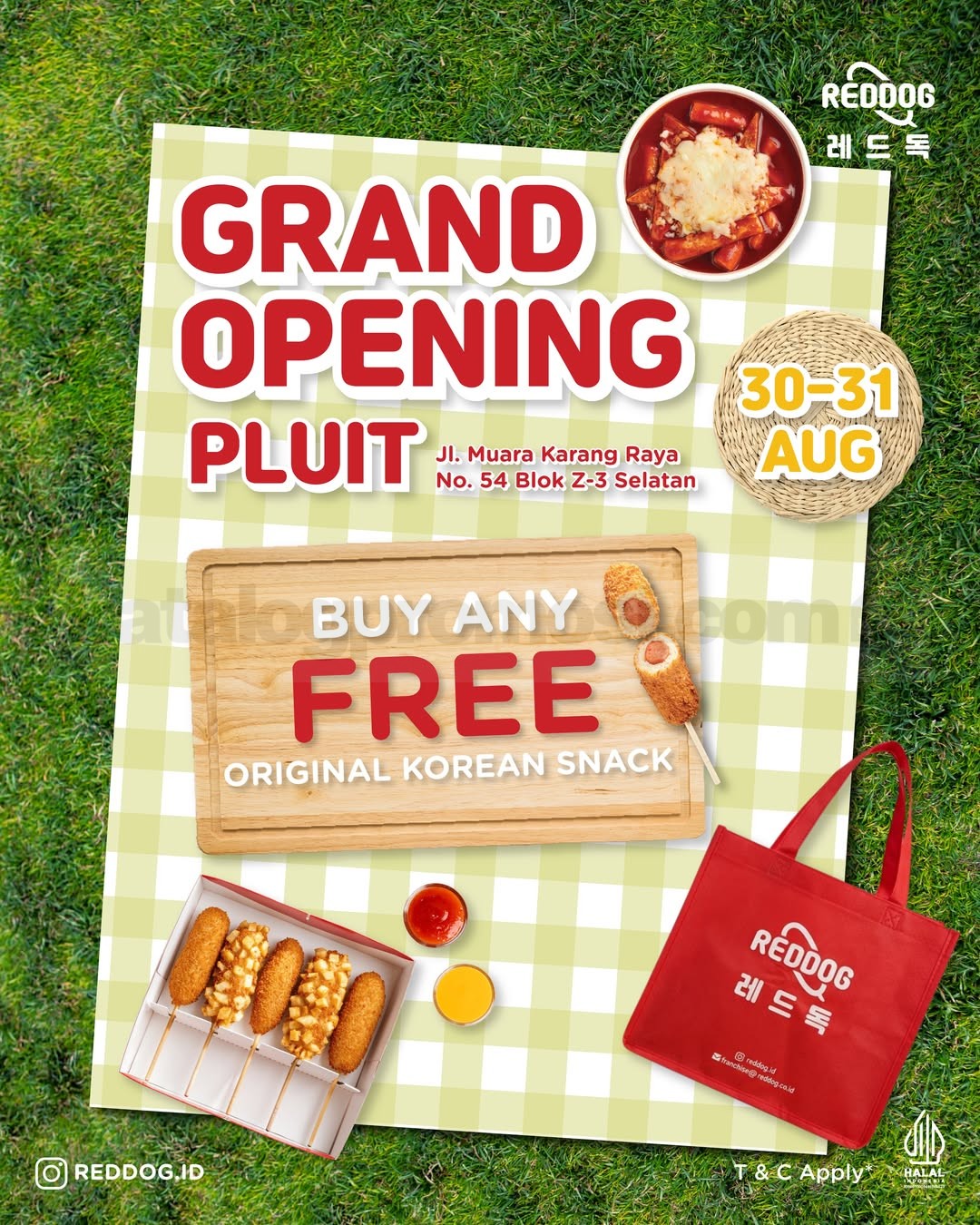 Promo Reddog Grand Opening Pluit Free Korean Snack Promo Reddog Grand Opening Pluit Free Korean Snack 30–31 Agustus 2026