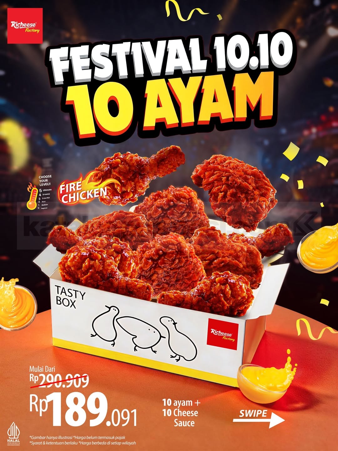 Promo Richeese Factory Festival 10.10 10 Ayam Mulai Rp135.909 Promo Richeese Factory Festival 10.10 untuk 10 ayam mulai Rp135.909 dengan pilihan empat varian ayam.