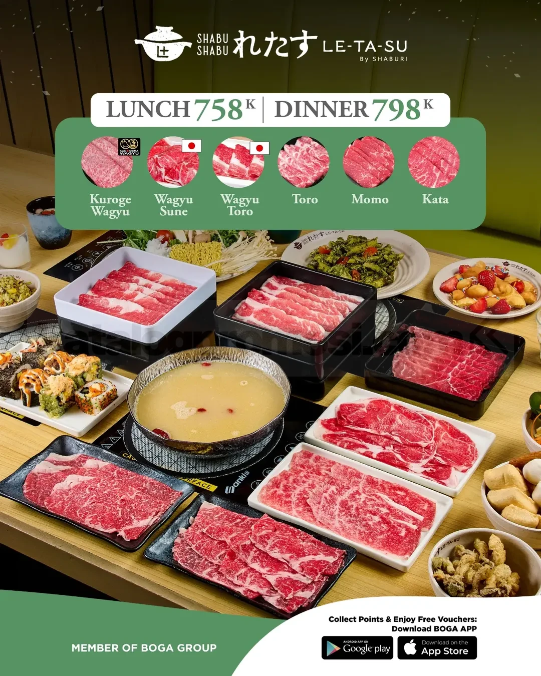 Promo Shabu Shabu Letasu Kuroge Wagyu Course Mulai Rp758.000