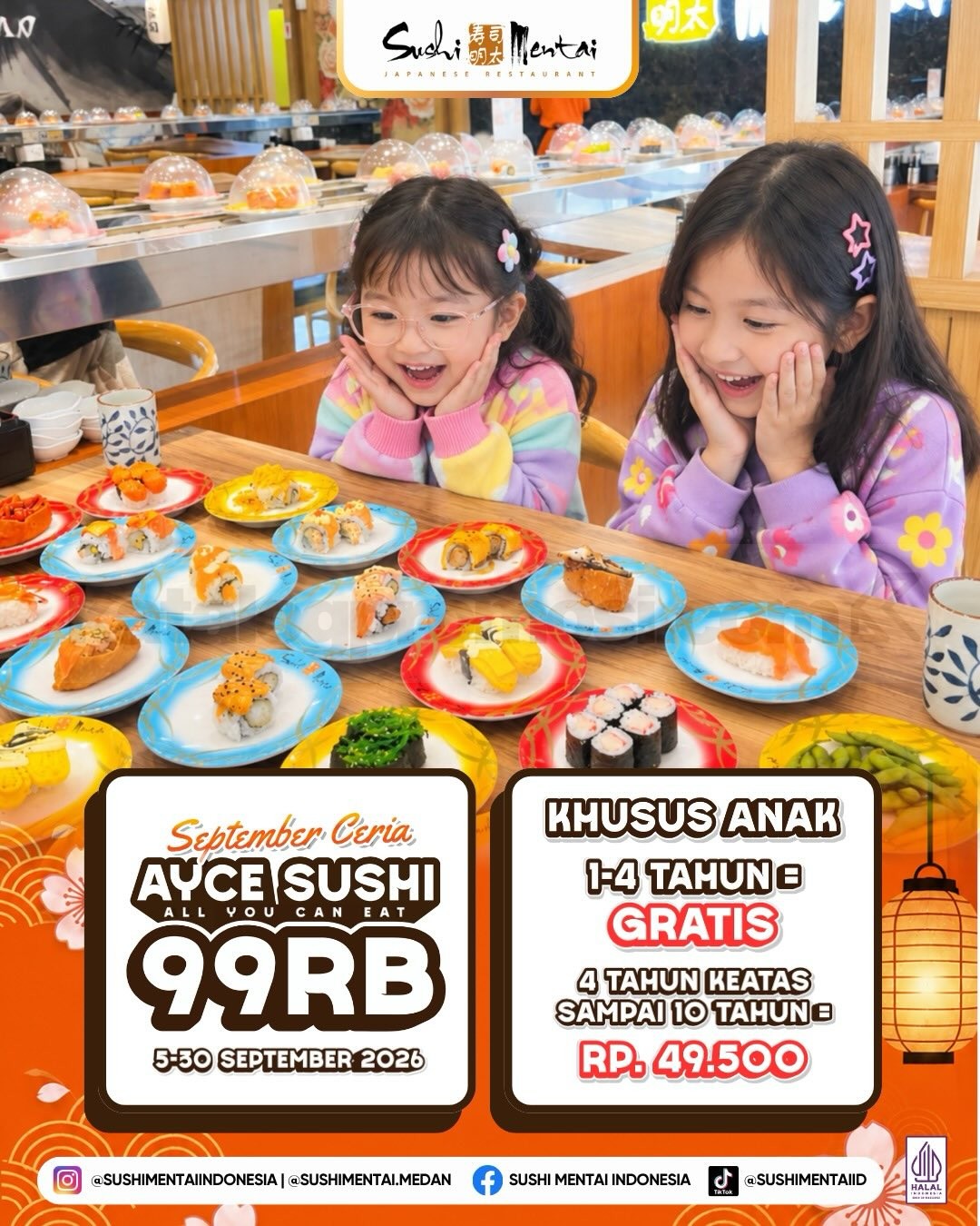 Promo Sushi Mentai AYCE Sushi Sepuasnya Rp. 99.000
