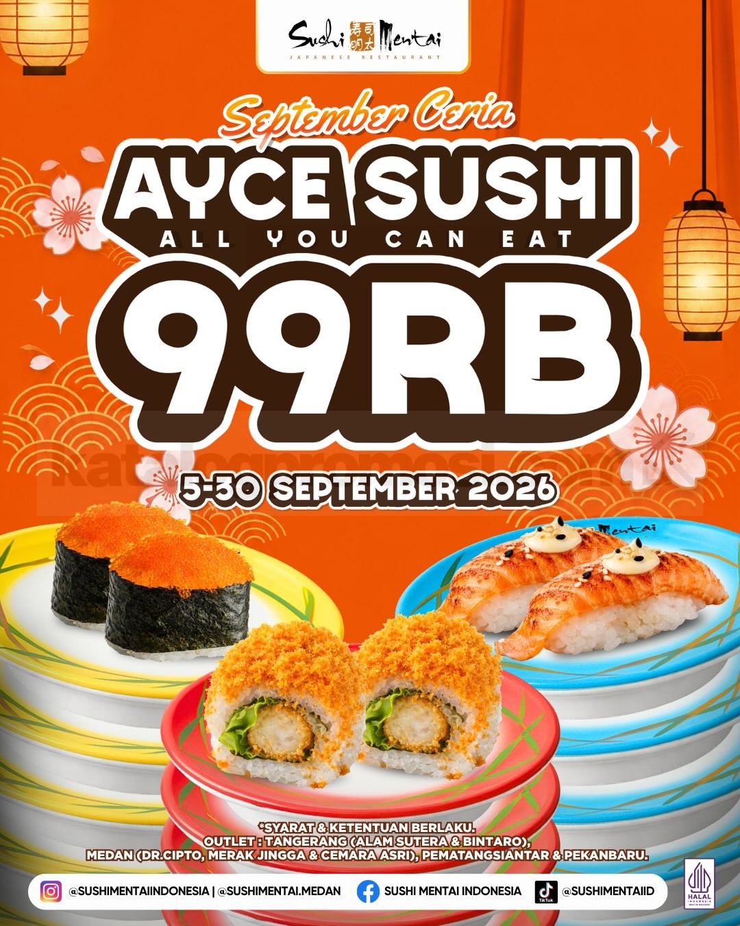 Promo Sushi Mentai AYCE Sushi Sepuasnya Rp. 99.000