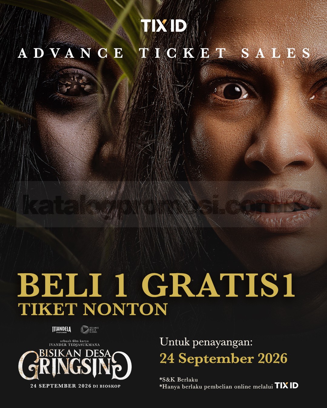 Promo TIX ID Beli 1 Gratis 1 Bisikan Desa Gringsing Promo TIX ID Beli 1 Gratis 1 Bisikan Desa Gringsing periode 22-23 September 2026