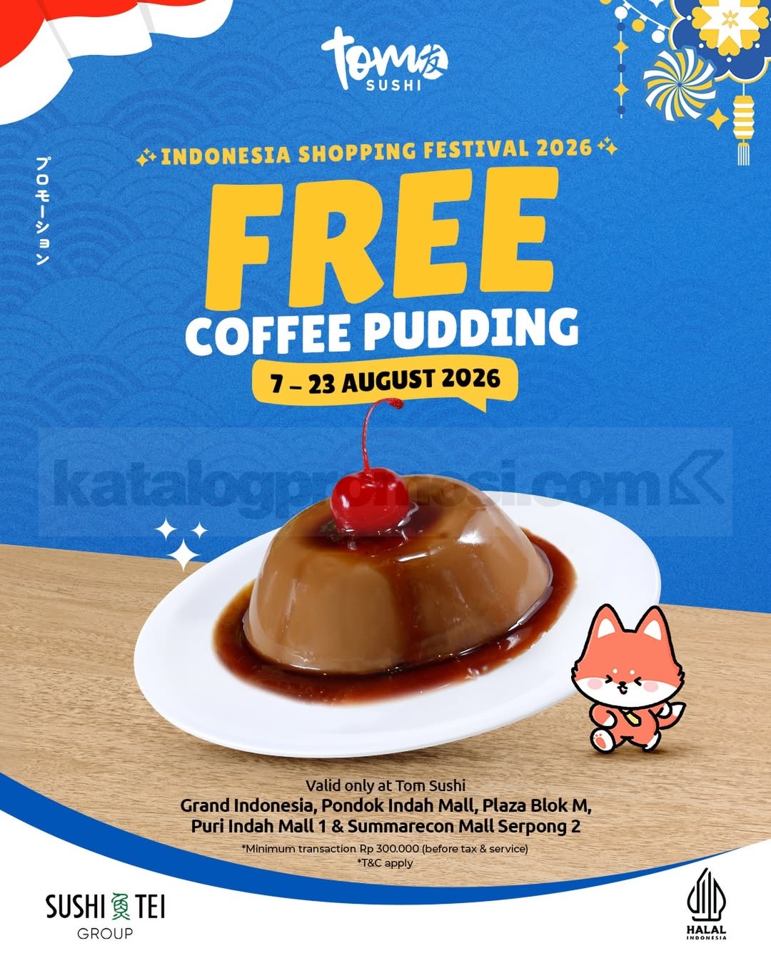 Promo Tom Sushi Indonesia Shopping Festival Gratis Coffee Pudding