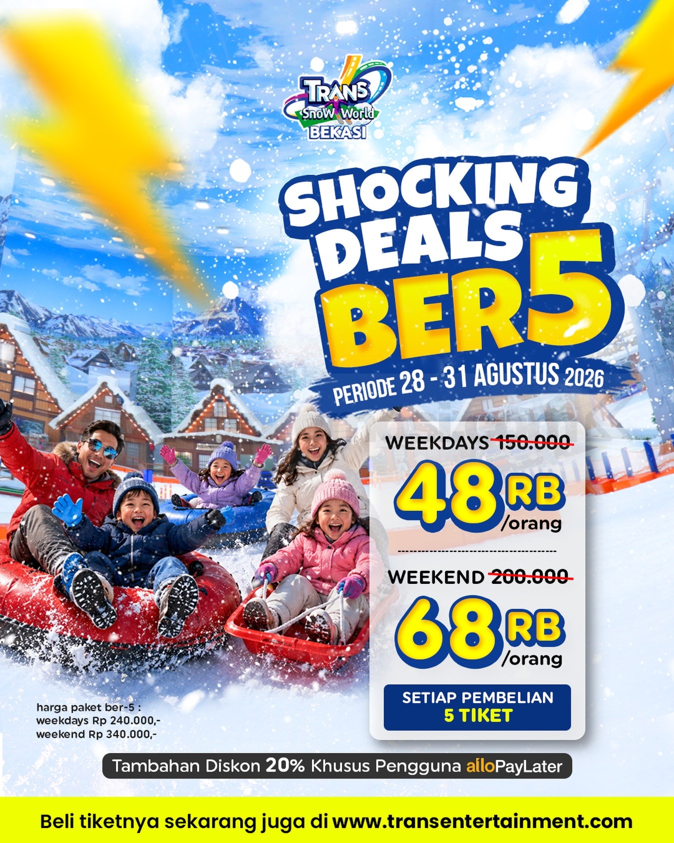 Promo Trans Snow World Bekasi Shocking Deals Ber-5 Mulai Rp. 48.000 Promo Trans Snow World Bekasi Shocking Deals tiket ber-5 mulai Rp. 48.000