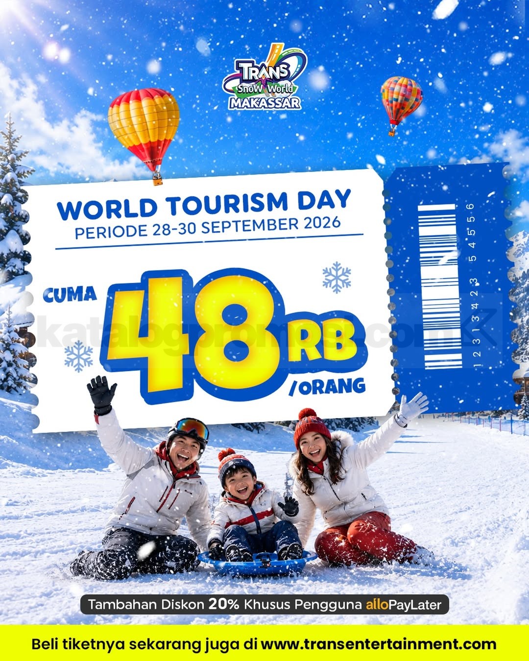 Promo Trans Snow World Makassar World Tourism Day Rp48.000 Promo Trans Snow World Makassar World Tourism Day Rp48.000 per orang 28β30 September 2026