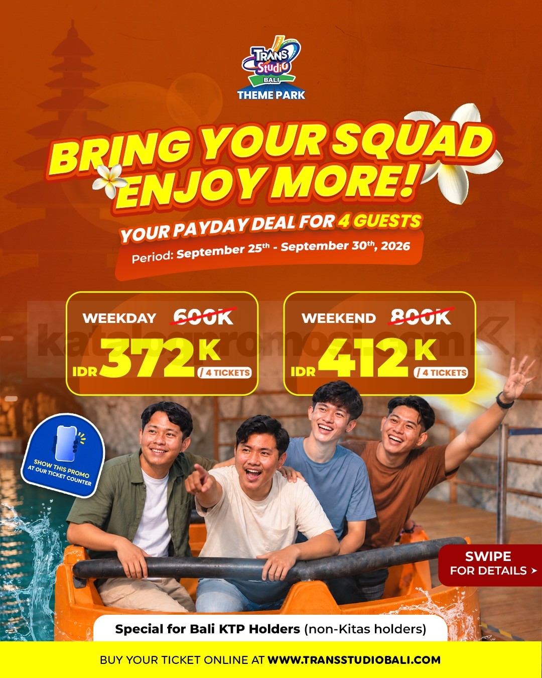 Promo Trans Studio Bali Payday Mulai Rp348.000 untuk 3 Tiket Promo Trans Studio Bali Payday Mulai Rp348.000 untuk 3 Tiket 2