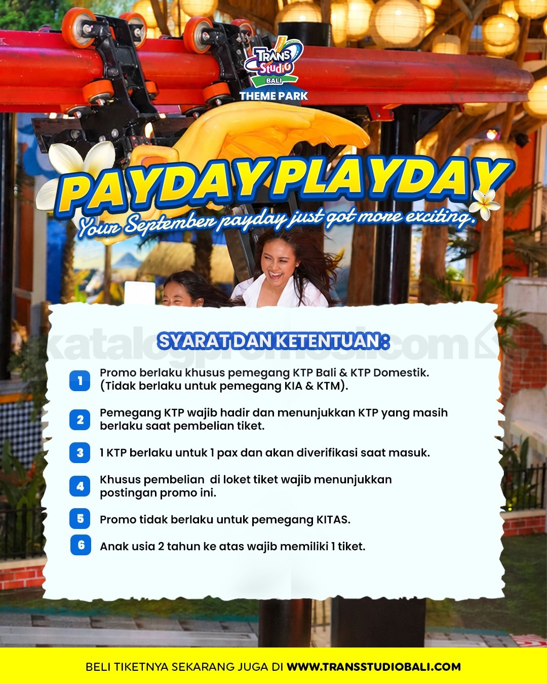 Promo Trans Studio Bali Payday Mulai Rp348.000 untuk 3 Tiket Promo Trans Studio Bali Payday Mulai Rp348.000 untuk 3 Tiket 3